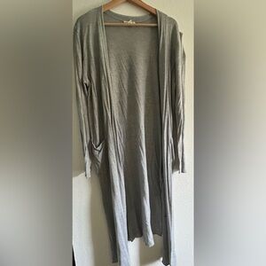 Long Gray Open Cardigan
